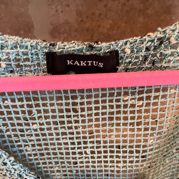 Kaktus Turqouise Open Weave Boxy Asymmetrical cardigan artsy lagenlook M - Picture 4 of 8